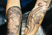Lion and native tattoo designs in Sri Lanka